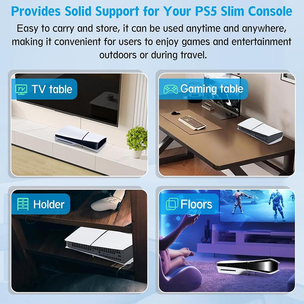 PS5 İnce/Pro Diskli Sürüm için Yatay Stand Şeffaf Akrilik Tutucu Braket PS5 İnce Oyun Aksesuarları için Depolama Standı