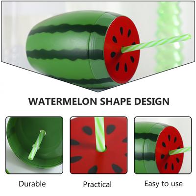 Tazza a Forma di Anguria con Coperchio e Cannuccia Succo Durevole per Bere Adorabile Festa Bottiglia per Acqua Fredda Creativo Riutilizzabile Bicchiere di Plastica