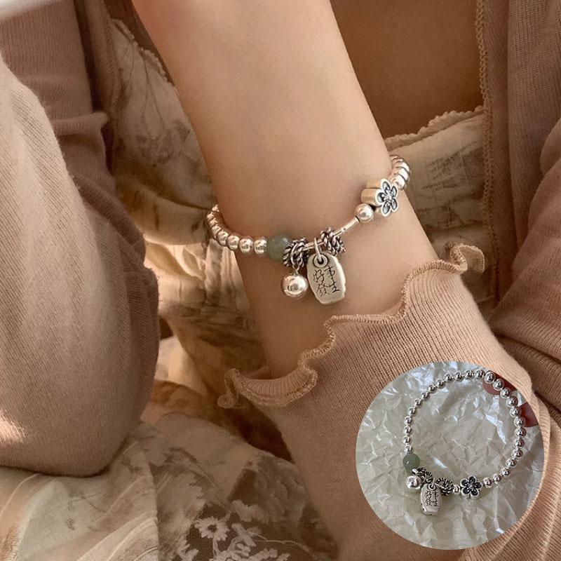 925 Sterling Silver Thai Silver Bracelet for Women Vintage Geometric Heart Love Lucky Punk Jewelry 2026 New