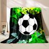 Multi-size Soccer Ball and 3D Grid Pattern Blanket Flannel Material Soft Warm for All Seasons, Home Outdoor Camping Picnics RV