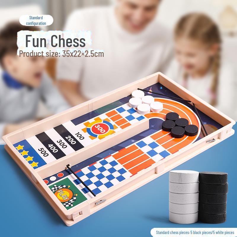 Douyin Bounce Chess: Parent-Child Interactive Wooden Bullet Beads Ejection Toy