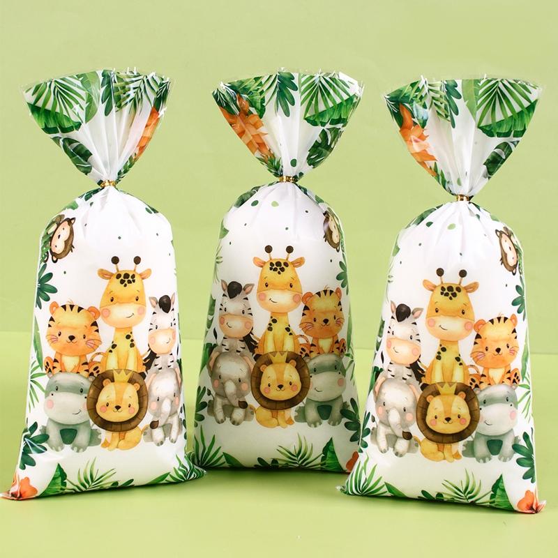 Jungle Animals Party Favor Bags Gift Wrapping Bag Safari Gift Bag for Kids Wild One Birthday Supplies Baby Shower Decor