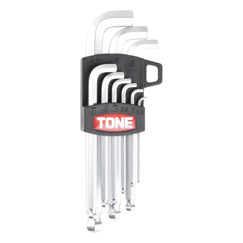 TONE BS900S Short Neck Ball Point L-Shaped Wrench Set, 9 Pieces