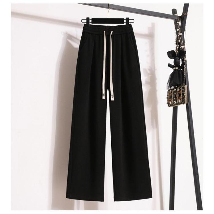 New  Vintage High Waist Wide Leg Pants Women Plus Size 5XL Elastic Drawstring Loose Casual Soft Solid Basic Trousers