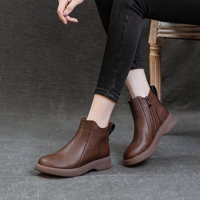 Bocanci Martin Vintage Toamnă/Iarnă pentru Fete, Ghete Scurte Versatile, Tocuri Groase, Bocanci Chelsea pentru Femei