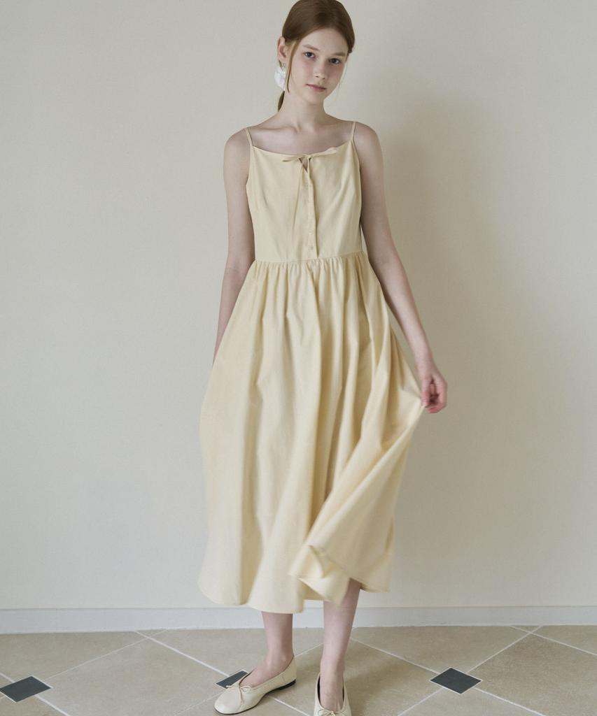 SO IR (2Color)Simple Ribbon Flared One Piece