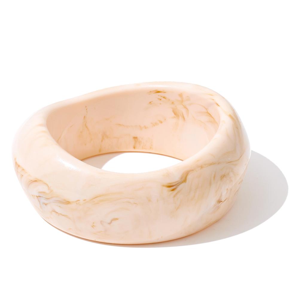 Eetit 65mm Beige Resin Acrylic Wide Chunky Bracelet Bangle for Women Waterproof Stylish Big Trending Wrist Jewelry Wholesale