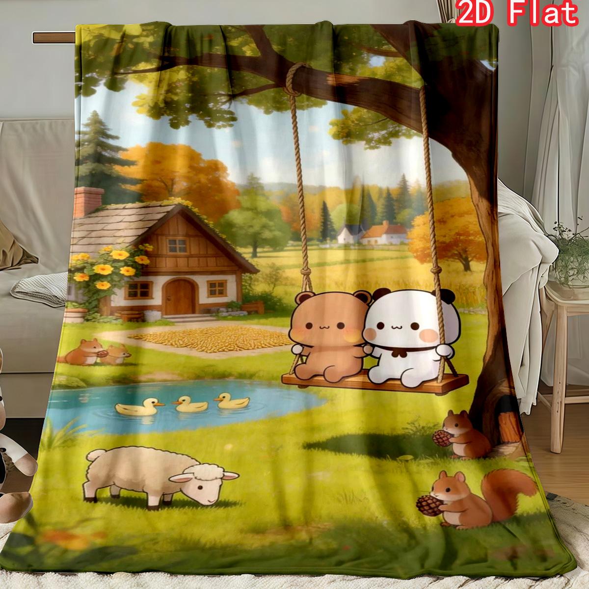 

Bubu Dudu Cute Bear Flannel Blanket, Soft Warm Throw for Bed Sofa, Cartoon Panda Bear Home Decor 80cm x 120cm
