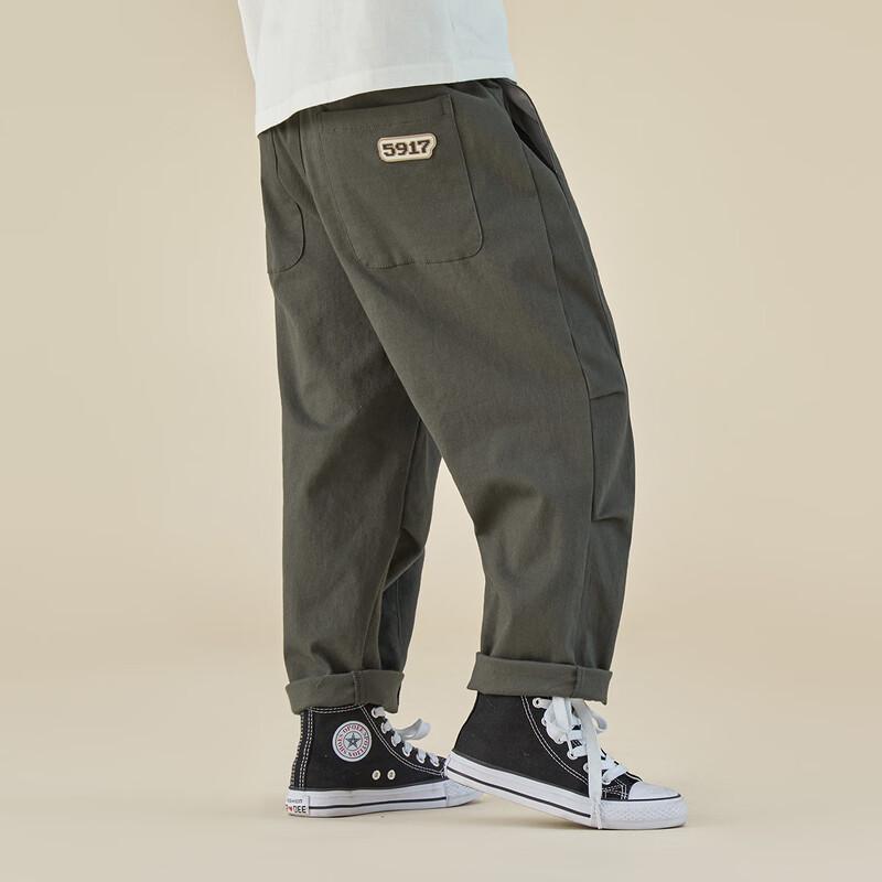 Boys' Elastic Washed Cotton Straight-Leg Casual Pants