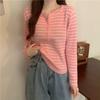 Versatile Striped Long Sleeve Knitwear Women's Early Autumn Winter Thin Loose Outerwear Base Layer Top