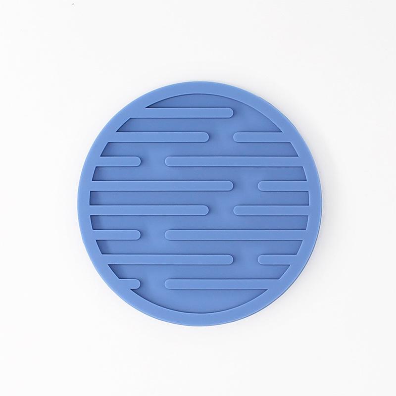 Round 10cm Silicone Coaster - Soft, Heat-Resistant, Marble Stripes, Water Draining
