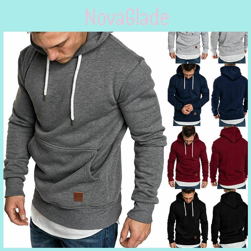 Hoodies Mens Hooded Sweatshirt Sweater Jumper Comfy Pullover Outwear Coat Tops