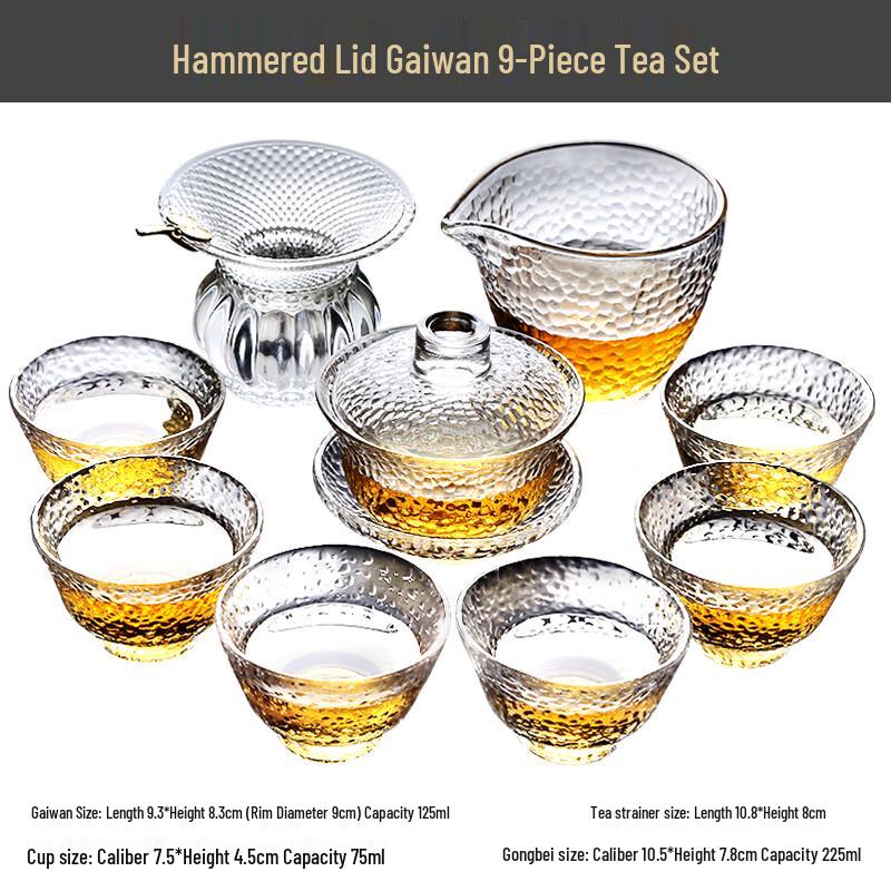 Lainuo Hammered Gaiwan 9-Piece Tea Set