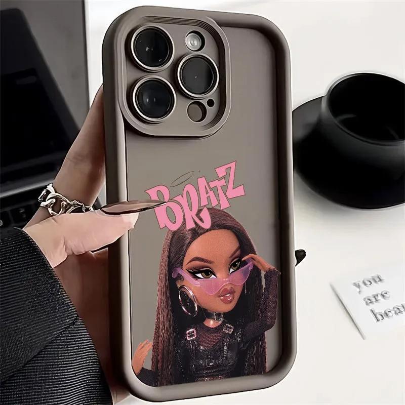 Soft Silicone Case For iPhone 16 Pro 14 15 Plus 11 12 13 Mini 15 Pro Max Coque 16Pro Shockproof Phone Cover Fashion Bratz Cute