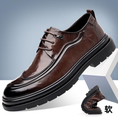 Leather Shoes Men's 2025 New Spring Leather Casual Breathable Wedding Groom Shoes British Business Formal Men's Shoes