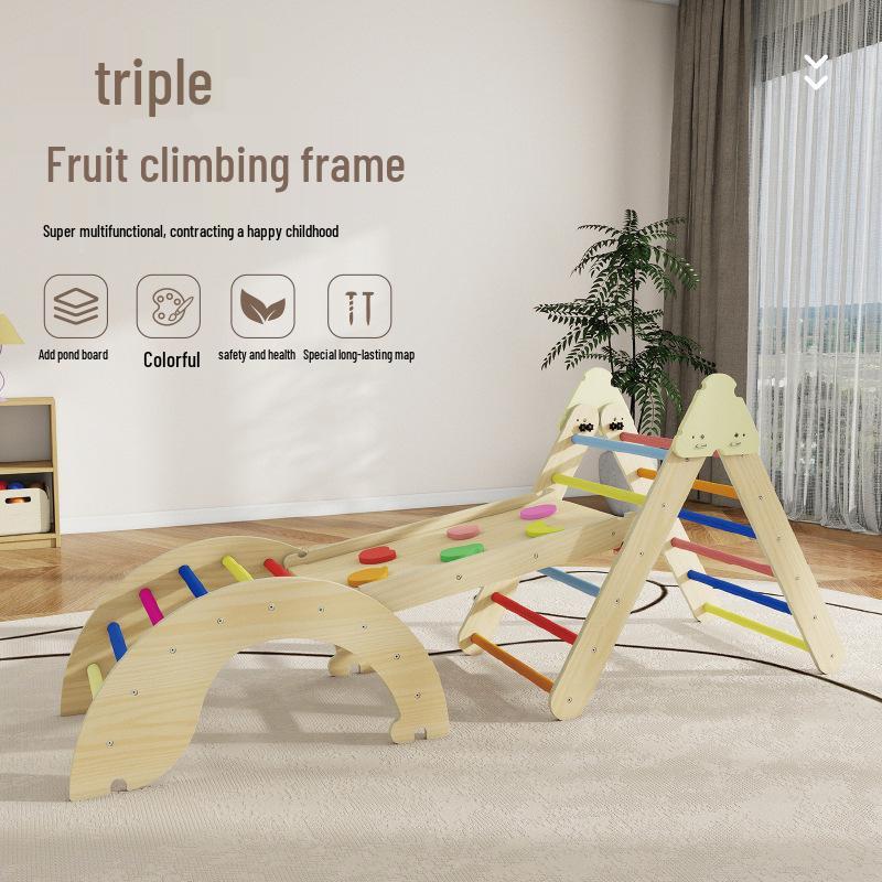 Детский деревянный игровой комплекс с горкой для дома - Маленькая игровая площадка для малышей