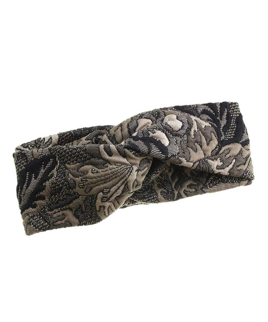 VINGTAINE Embroidered Voluminous Turban Wide Cross Headband, Turban, HB-109-BE