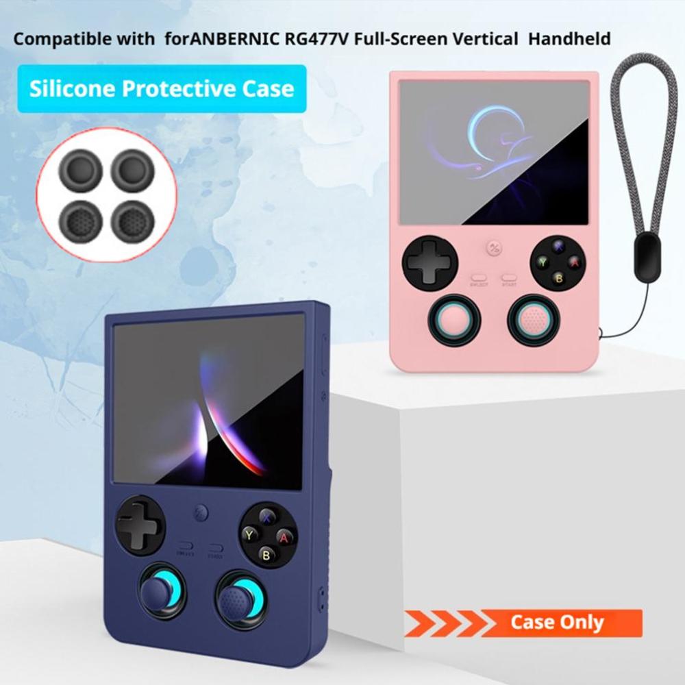 Retro Handheld Gaming Console Case for ANBERNIC RG477V - Fully Wrap Soft Silicone Shockproof Protective Accessory