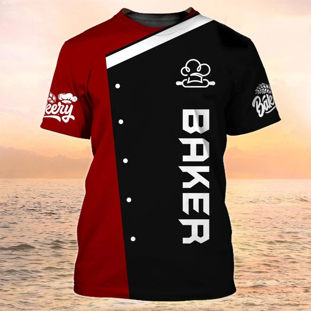 2024 chef t shirt for men Fashion 3D printed short sleeved top, Leisure breathable round neck T shirt