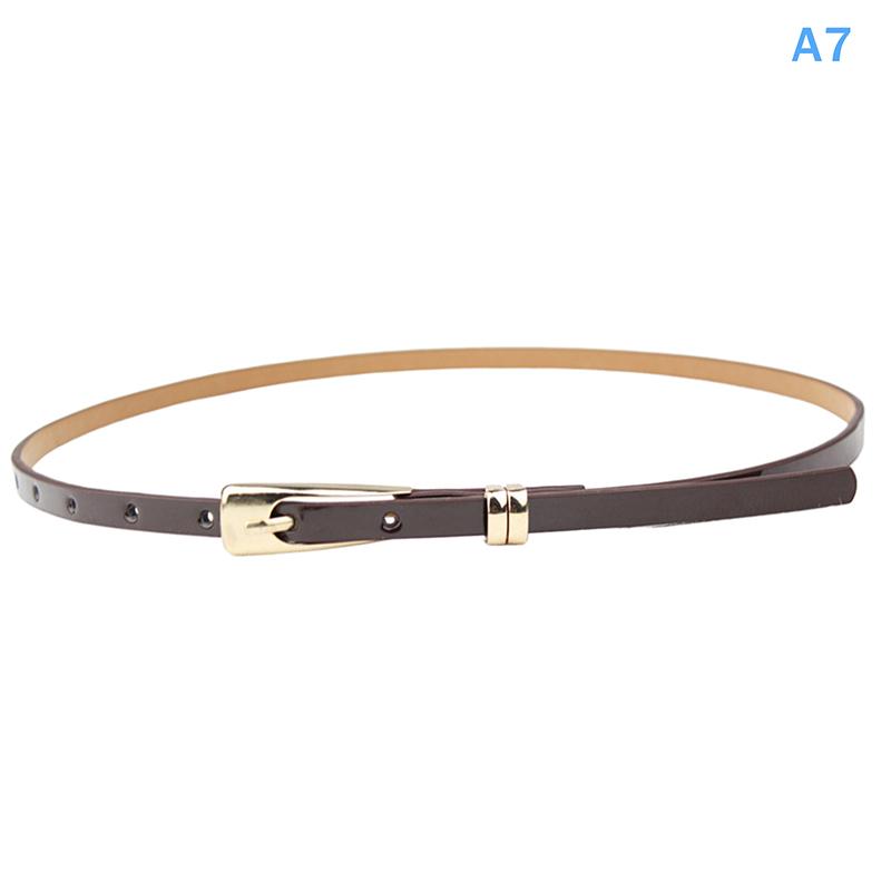 1Pc 12 Candy Colors Women'S Leather Belt Skinny Thin Dress Belt Waist Belt Waistband Dress Coat Waist Seal Jeans Belt