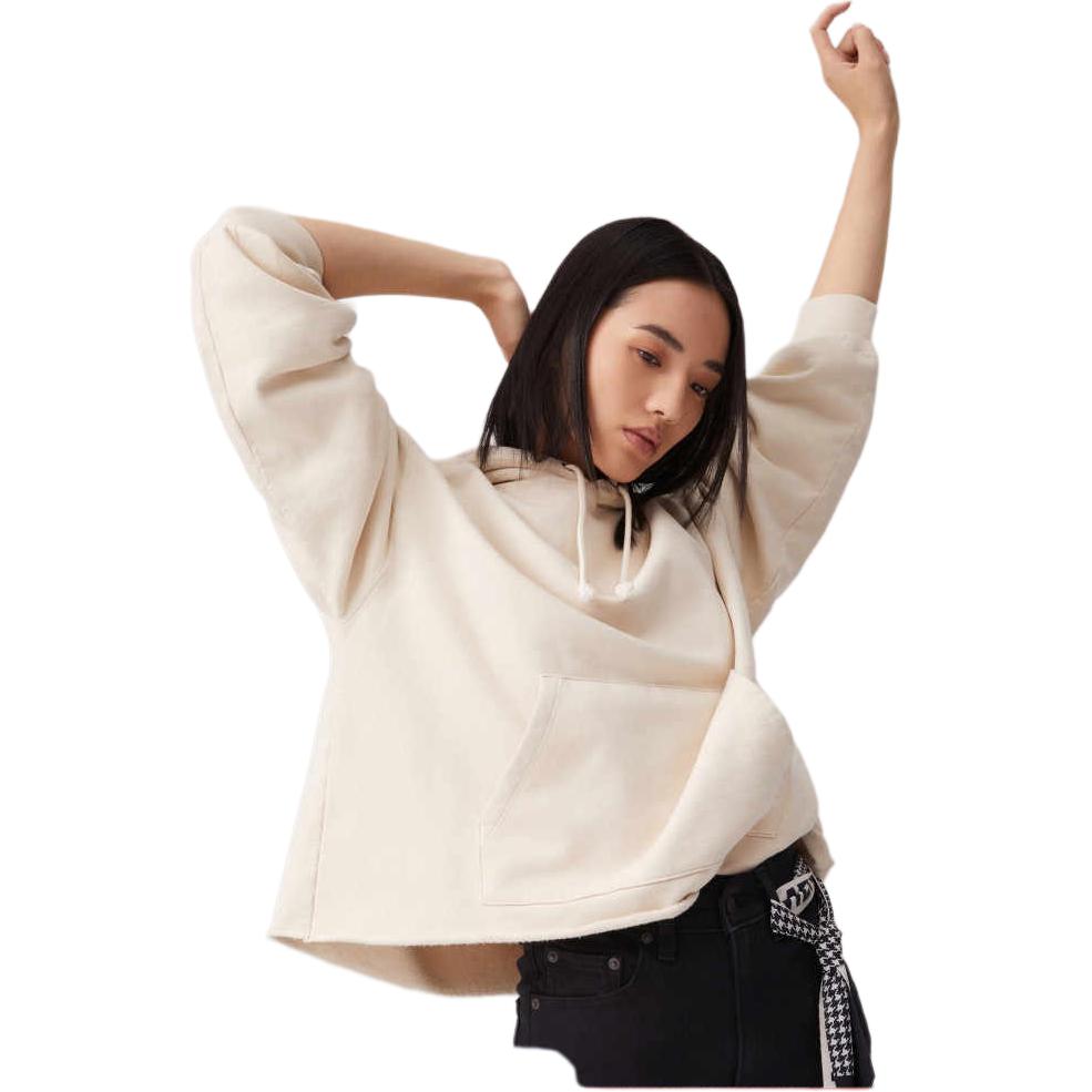 Levis Loose Fashion Casual Kangaroo Pocket Drawstring Hoodie Women Hoodies Off-White A9338-0000