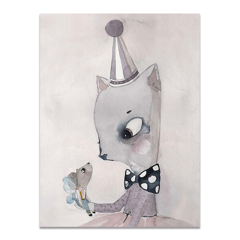 Moderne Nordic Kaninchen Mädchen Engel Wand Kunst Cartoon Leinwand Malerei Spray Farbe Kunst Poster Kinder Baby Kinderzimmer Wandmalereien