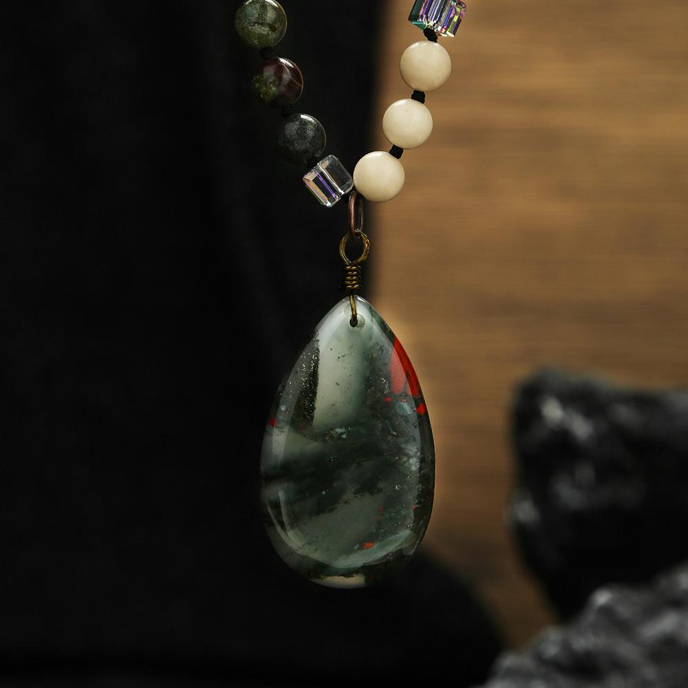 

Natural crystal pendant, long water droplet, sweater chain, amethyst necklace, jewelry