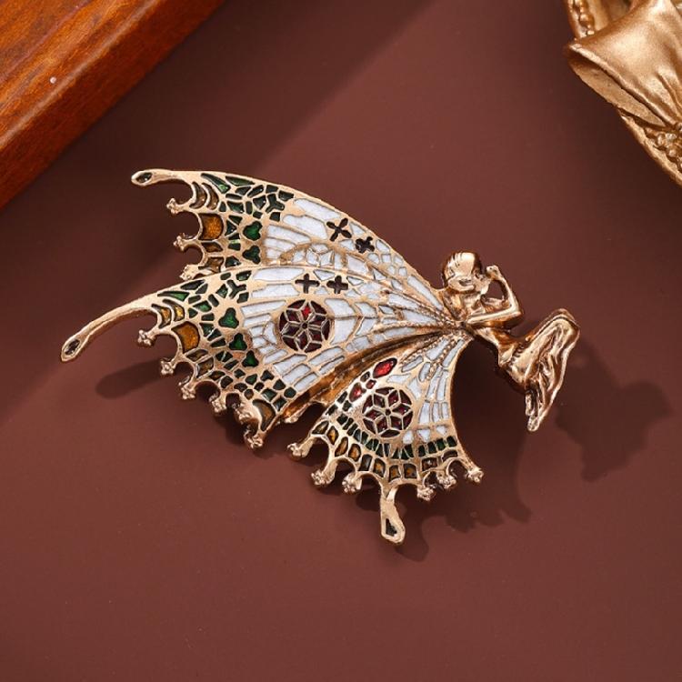 Delicate Floral Faerie Brooch Alloy Pin Featuring Butterfly Wing Elegant Suit Accessory Women Fashion Jewelry