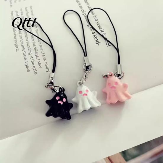 Ghost Charm Keychain Pendant Cartoon Shape Halloween Party Fun Phone with Lanyard Backpack Accessories