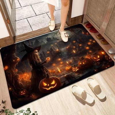 Non-Slip Halloween Floor Mat: Dirt-Resistant, Water-Absorbent Crystal Velvet for Bathroom or Entrance