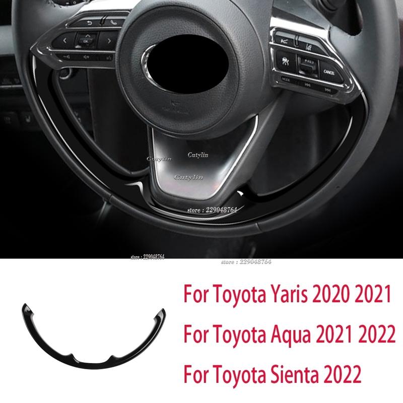 For Toyota Yaris /Yaris Cross    ABS Black Glossy Steering Wheel Panel Switch Button Cover Trim Interior Accessories