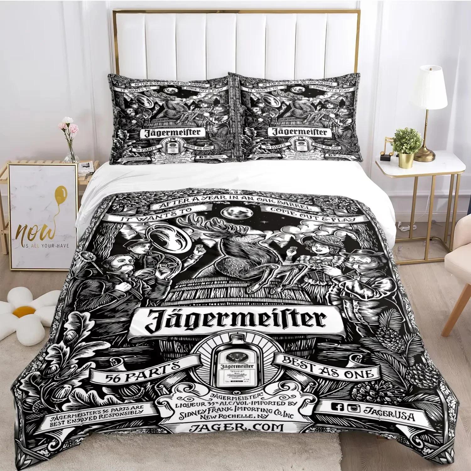 

Новий комплект постільної білизни J-Jagermeister з оленем Kawaii, покривало, ковдра та наволочки Односпальний, Двоспальний, Queen, King EU Single 135x200cm