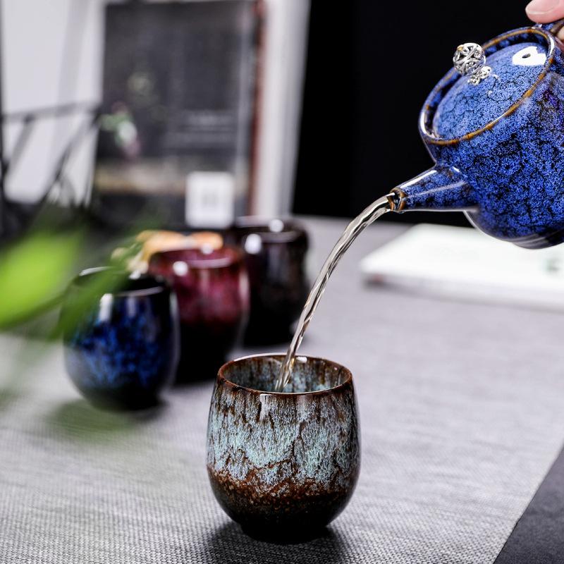 Wholesale Reusable 150ml Chinese Kung Fu Kiln Change Ceramic Home Tea Cup Japanese Style Ceramic Clay Tea Service Cup