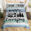 Happy Camping Duvet Cover Queen Full Twin King Camper Theme Comforter Cover With 2 Pillowcase Rustic Farmhouse Style Bedding Set