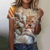 Cute Women's T Shirt Animal 3d Print Casual Short Sleeve Funny T Shirts Fashion Streetwear O-Neck Female Oversized Clothing Shirt