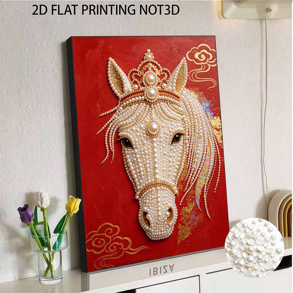 DIY Pearl Diamond Art Painting kits for Adult and Beginners, Majestic Horse Sparkling Painting Craft Home Wall Decor handmade Gift