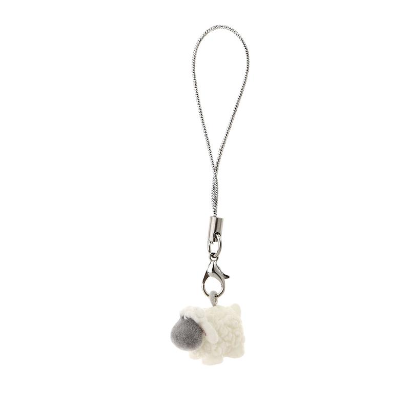 Kawaii Flocking Panda Sheep Cow Phone Lanyard Cute Plush Animal Phone Charm Mobile Phone Strap Keychain Accessories