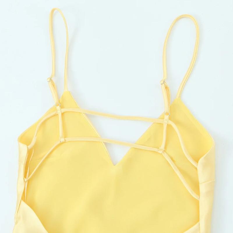 Dámské Růžové Šaty s Fleky na Špagetová Ramínka Letní Elegantní V-výstřih Přiléhavé Bez zad S volánky Vestidos Dámské Večerní Párty Šaty Nové