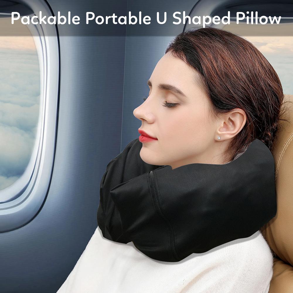 Travel Neck Pillowcase Packable Portable U Shaped Pillow Fillable Clothes Neck Pillows Soft Tube Neck Pillow
