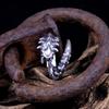 Adjustable Open Ring Men Women Sterling Geometric Vintage-Inspired Centipede Design Statement