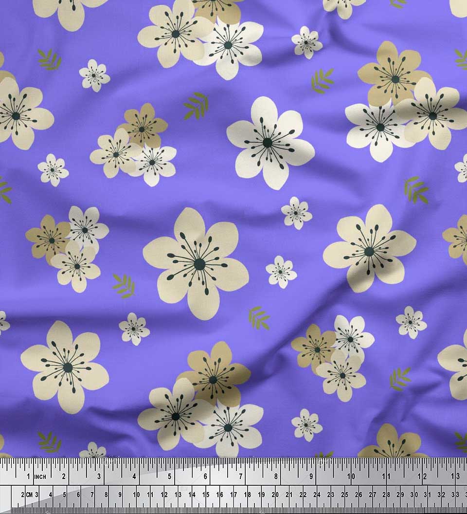 

Тканина для шиття Soimoi Green, Японія, креп-сатин, листя та квітковий принт, метр 42 дюйма 42 Inch Wide - Poly Crepe фіолетовий