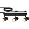 3 Light Track Lighting Kit,Black 3 Way Modern Plug in Ceiling Spotlight,Industrial LED Wall Light for Kitchen Cabinet Gallery Bar Hallway Living