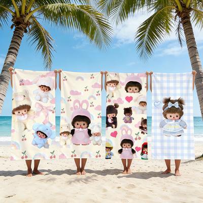 Cute Kawaii M-Monchhichi-S Towel For Swim Yoga Gym Quick Drying Soft and Skin-friendly Beach Towels All-Season