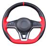 Handgenähtes rutschfestes schwarzes rotes Leder Lenkradbezug für Nissan X-Trail Qashqai Rogue (Sport) 2017-