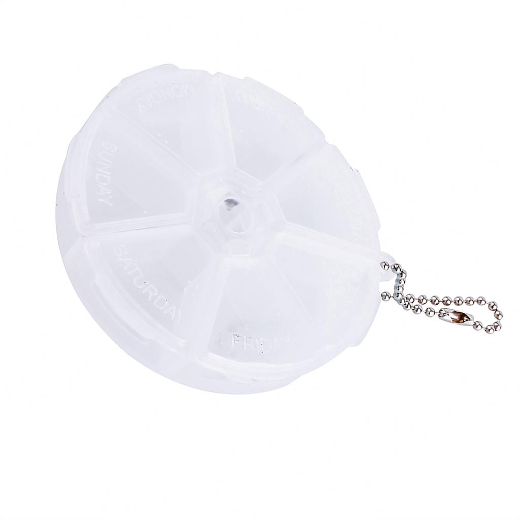 Mini 7 Days Weekly Pill Box Dispenser Organizer Container Round Tablet Pill Holder