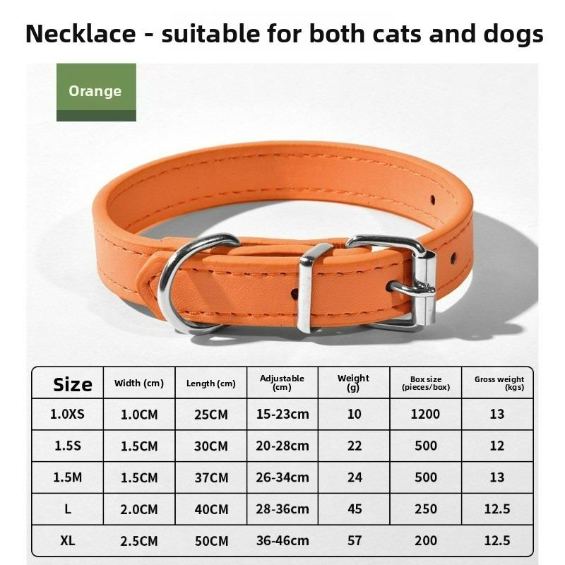 Pet Collar Large Dog Chain Waterproof and Wear-resistant Dog Cat Collar PU Leather Medium and Small Dog Bell Collar