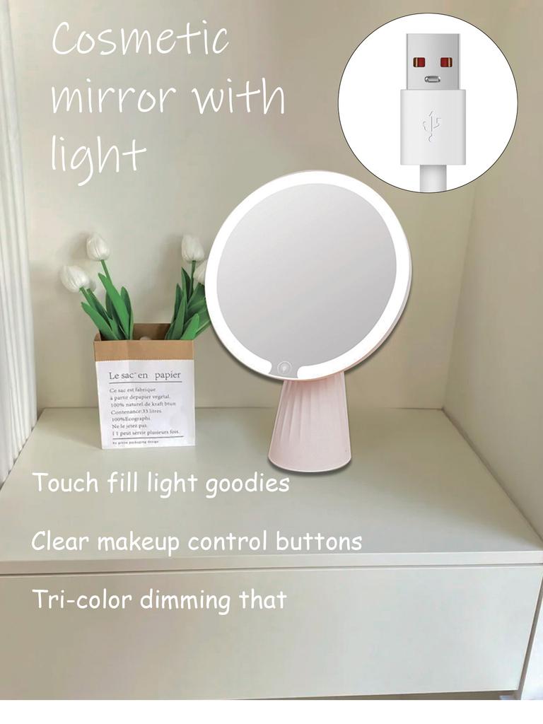 Rechargeable Cosmetic Mirror with LED Lights, 10x Magnifying Mirror, Portable Folding Travel Mirror, Double Sided, Beauty Mirror
