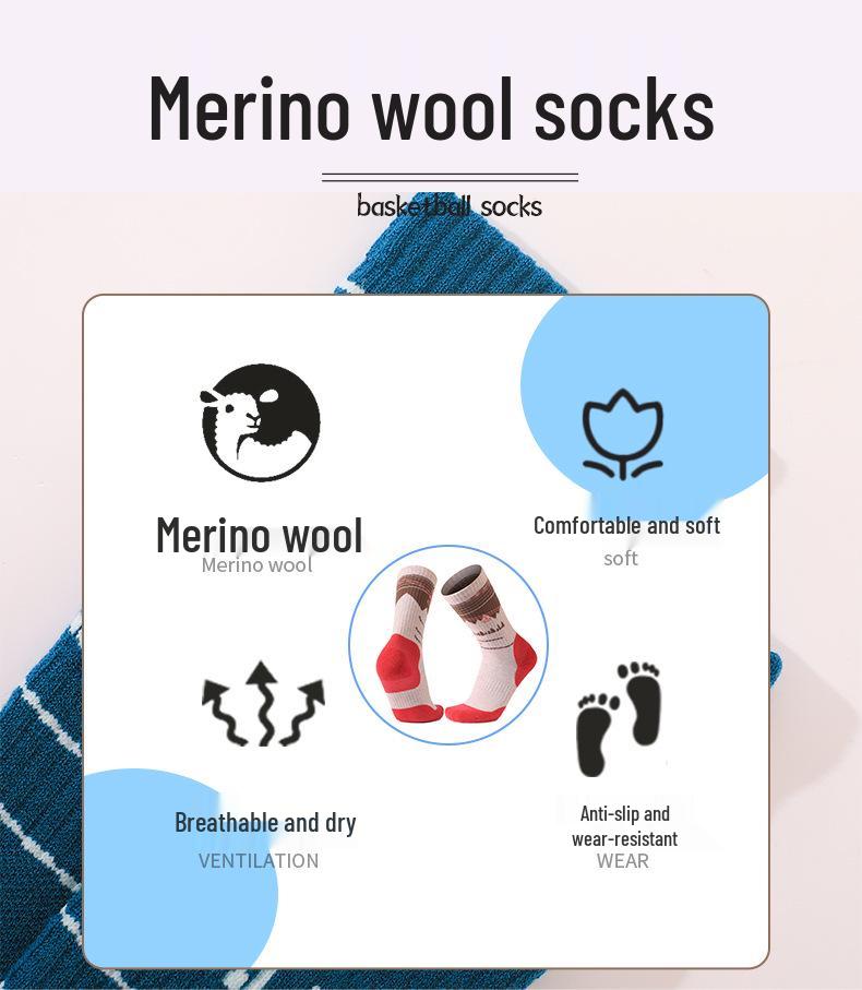 Damen Merino-Wolle Wandersocken für Wärme - Dickes Frottee, Wadenhoch, Wärmespeichernde Outdoor- & Schneesocken für Kinder