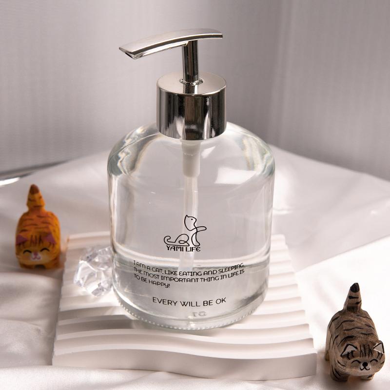 Nordic style luxury glass lotion press bottle hand sanitizer bottle shower gel shampoo bottle household hotel shampoo dispenser