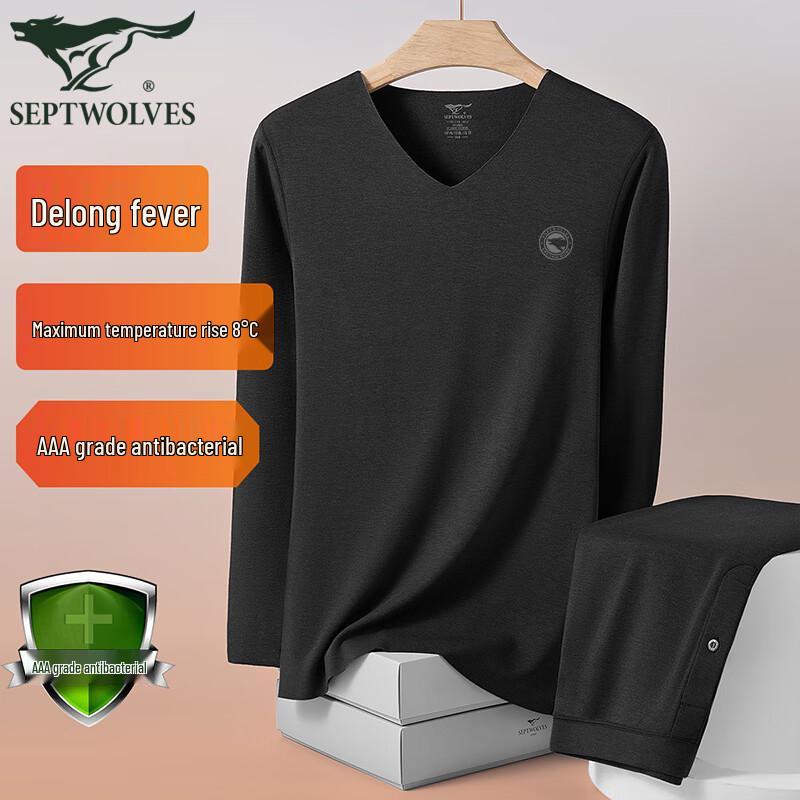 

Septwolves Men s V-Neck Seamless Thermal Underwear Set